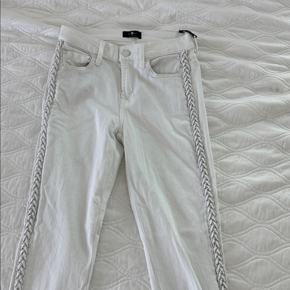 7 For All Mankind Denim - NWOT 7 for all mankind white Jeans with Braided Side Detail